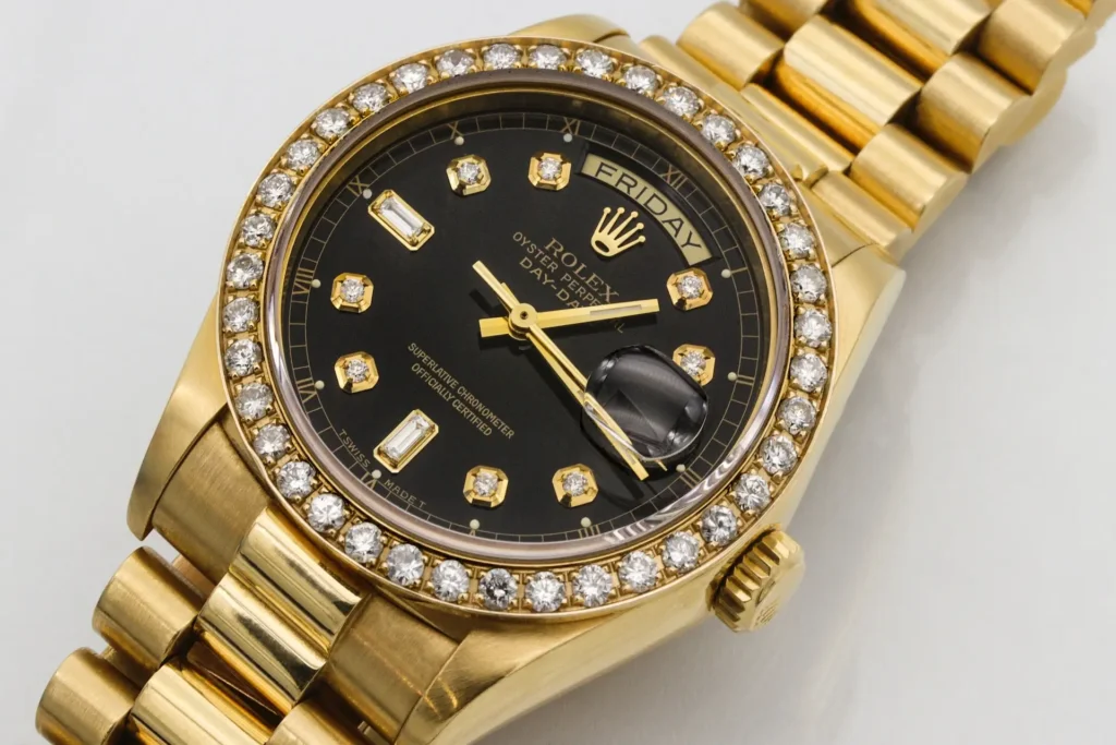 Rolex Watch With Pave Bezel