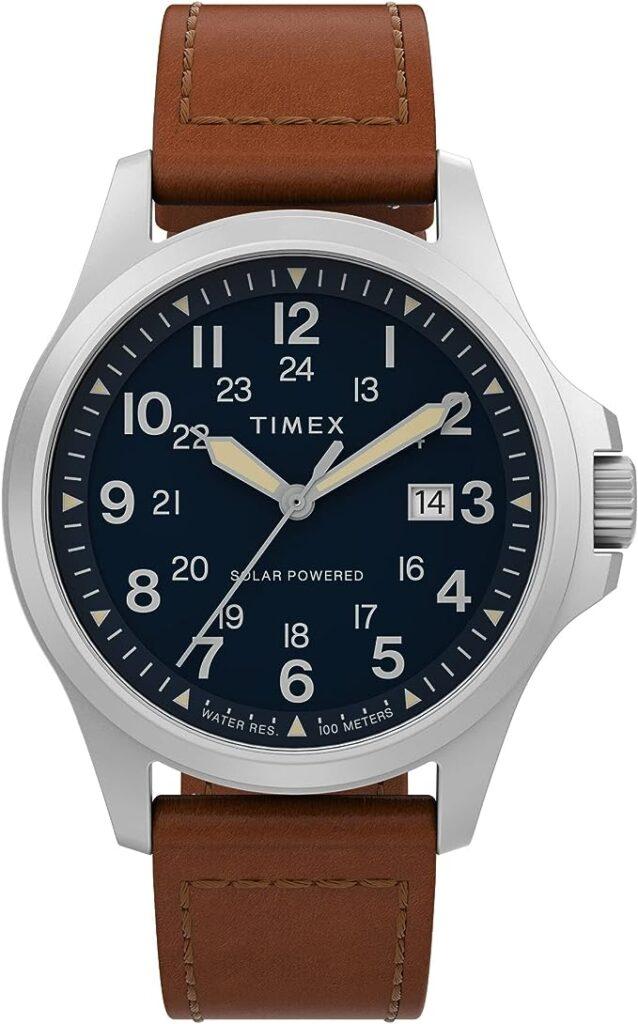 A close-up of a Timex Expedition North Field Post Solar watch.